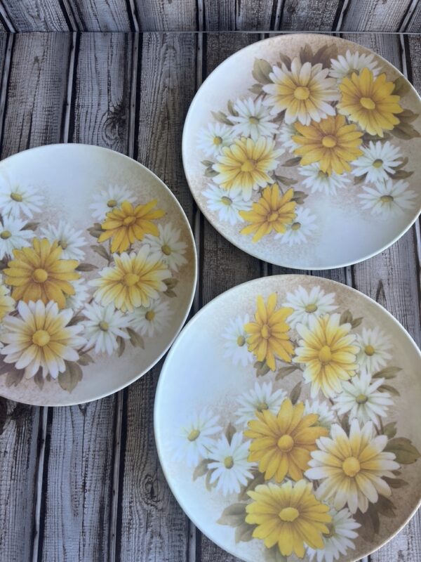 Yellow Daisy Melmac Melamine Dinner Plates - Set of 3 - Image 3