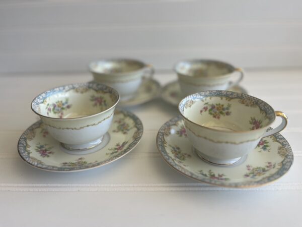 Vintage Noritake Naomi Tea Cups & Saucers – Set of 4