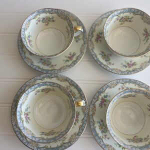 Vintage Noritake Naomi Tea Cups & Saucers – Set of 4