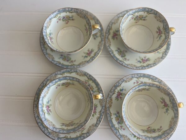 Vintage Noritake Naomi Tea Cups & Saucers – Set of 4 - Image 2