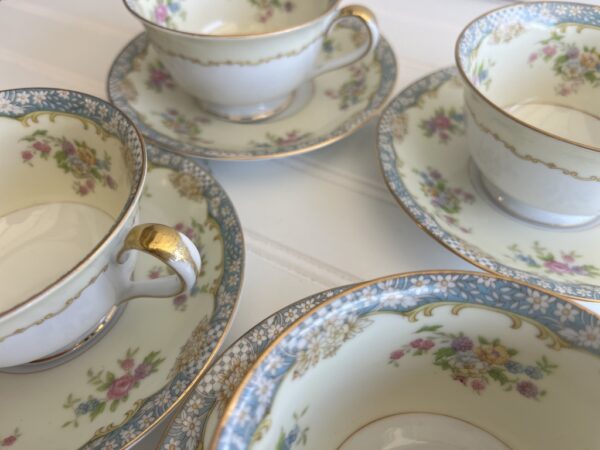 Vintage Noritake Naomi Tea Cups & Saucers – Set of 4 - Image 4