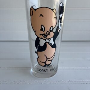Porky Pig Looney Tunes Warner Bros character glasses drink tumblers Pepsi promo 1973