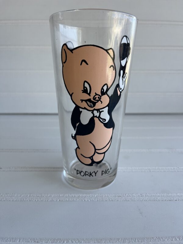 Porky Pig Looney Tunes Warner Bros character glasses drink tumblers Pepsi promo 1973