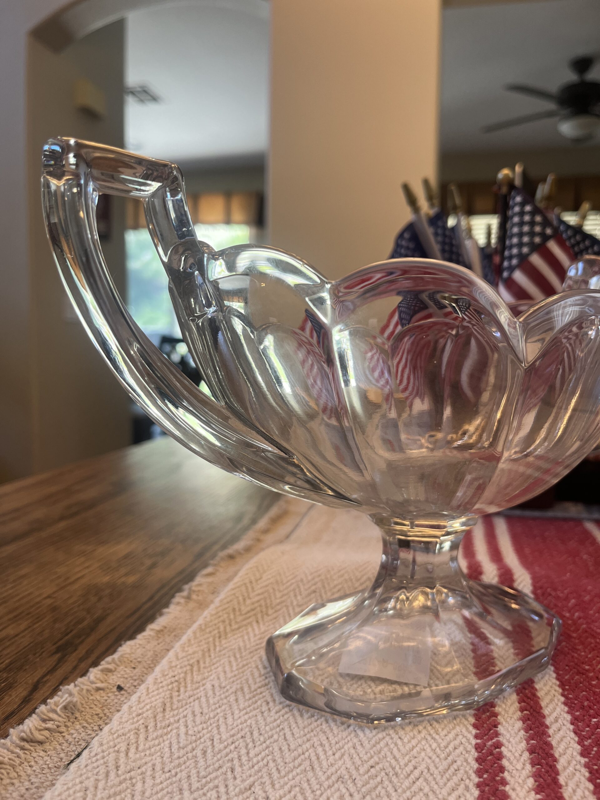Vintage Lead Crystal Handled Pedestal Vase – Chippendale Style - Image 3