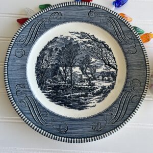 Vintage Royal China Currier & Ives Dinner Plate – “The Old Grist Mill” (10″)