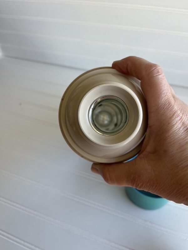 Vintage Keapsit Thermos | Blue & White Stripes with Mint Green Cup | Retro Drinkware | 1950s-60s King-Seeley Collectible - Image 4