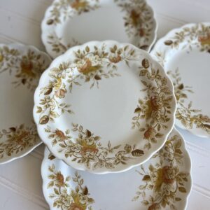 Antique Rose Staffordshire Ironstone Plates – Set of 5 (7 3/4″)