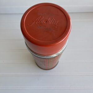 Vintage Aladdin Plaid Thermos | Red, Yellow & Brown Tartan | Retro Drinkware | Mid-Century Camping Collectible