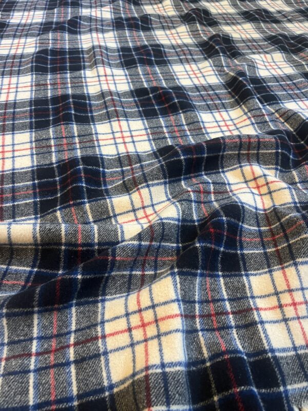 Vintage Red, White & Blue Wool Plaid Blanket – Mid-Century Americana - Image 2