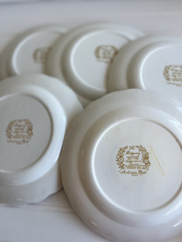 Antique Rose Staffordshire Ironstone Plates – Set of 5 (7 3/4") - Image 4