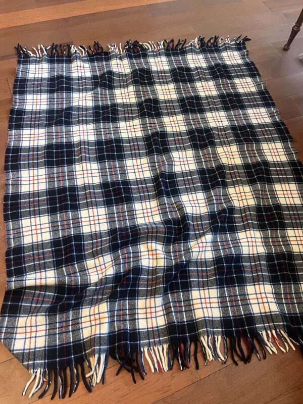 Vintage Red, White & Blue Wool Plaid Blanket – Mid-Century Americana - Image 3