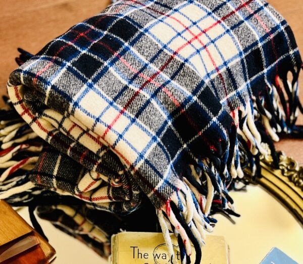Vintage Red, White & Blue Wool Plaid Blanket – Mid-Century Americana