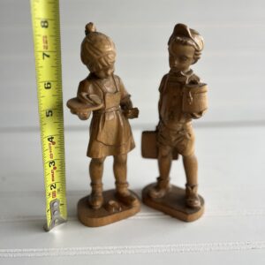 Hand-Carved Wooden Children – Vintage European Folk Art (8″)