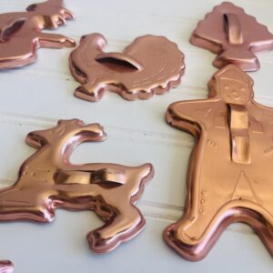 Vintage Copper Cookie Cutter Set – 10 Holiday & Seasonal Shapes with Handles